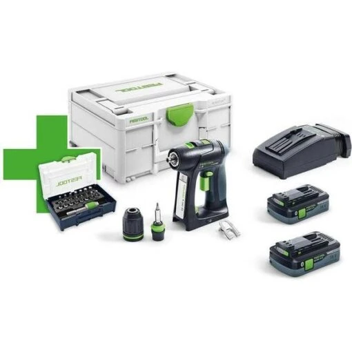 Festool C 18 HPC 4,0 Cordless 18V Drill With 2x 4.0Ah Batteries, Rapid Charger, Case & Bit Set -Festool Festool C 18 HPC 4 0 Cordless 18V Drill with 2x 4.0Ah Batteries Rapid Charger Case Bit Set